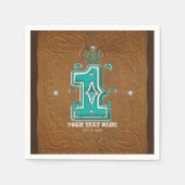 Western Rustikal-braunes Leder-Look & Diamonds 1 Serviette (Vorderseite)