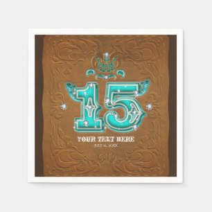 Western Rustikal-braunes Lederdesign & Diamanten 1 Serviette