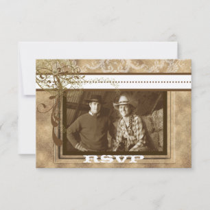 Western Rustikal-Chic-Wirbel Hochzeit RSVP Karte