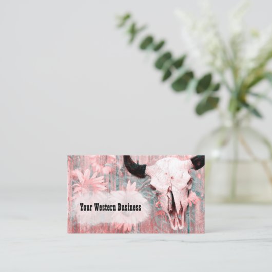 Western Rustikal rosa Bullenduschen Sonnenblumen a Visitenkarte (Stehend Vorderseite)