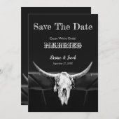 Western Rustikal, schwarz und weiß Save the Date (Vorne/Hinten)