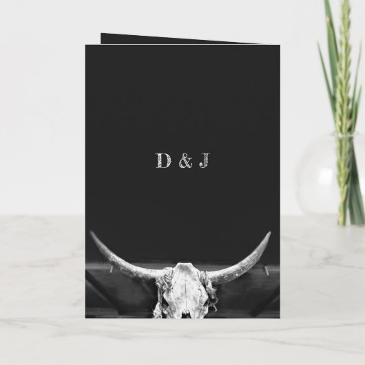 Western Rustikal, schwarz und weiß Save the Date Ankündigung (Rückseite)