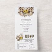 Western rustikale Aquarellpferde Sonnenblume Stall All In One Einladung (Innen Boden)