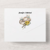 Western rustikale Aquarellpferde Sonnenblume Stall All In One Einladung (Rückseite)