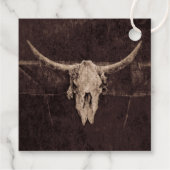 Western Rustikale Bull Skull Hochzeit Land Textur Geschenkanhänger (Rückseite)