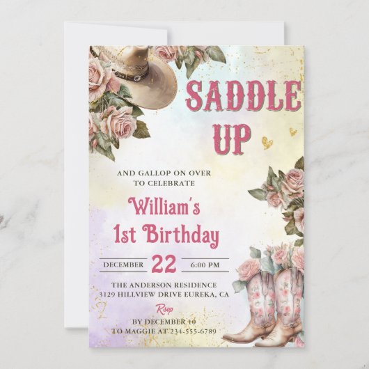 Western Rustikale Geburtstagsparty Einladung (Vorderseite)