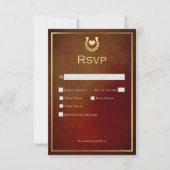 Western Rustikale Hufeisen Burgundy & Gold Dinner RSVP Karte (Vorderseite)