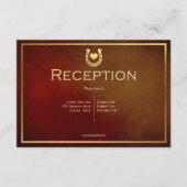 Western Rustikale Hufeisenburgund & Gold Empfang Begleitkarte (Vorderseite)