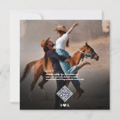 Western Rustikale QR Code Vintage Wedding Einladung (Rückseite)