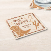 Western Rustikale Stiefel und Bubbly Brautparty Rechteckiger Pappuntersetzer (angewinkelt)