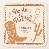 Western Rustikale Stiefel und Bubbly Brautparty Rechteckiger Pappuntersetzer (Vorderseite)