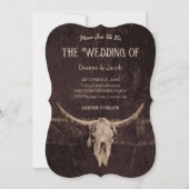 Western Rustikaler Brauner Rodeo Bull Skull Einladung (Vorderseite)