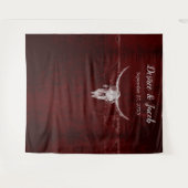 Western Rustikaler Bull Skull Burgundy Hintergrund Wandteppich (Vorderseite (Horizontal))