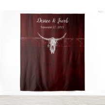 Western Rustikaler Bull Skull Burgundy Hintergrund