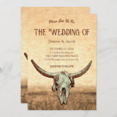 Western Rustikaler Bull Skull Einladung (Vorne/Hinten)