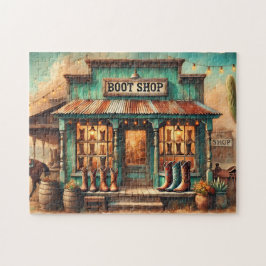 Western Rustikaler Cowboy Boot Shop Desk Schaufens Puzzle