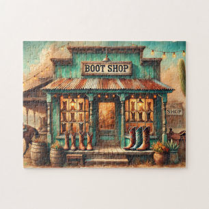 Western Rustikaler Cowboy Boot Shop Desk Schaufens Puzzle