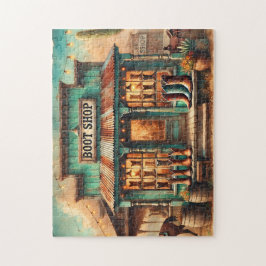 Western Rustikaler Cowboy Boot Shop Desk Schaufens Puzzle