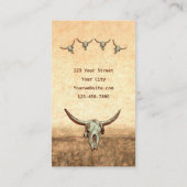 Western Rustikaler Cowboy Kuh Bull Skull Visitenkarte (Rückseite)