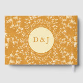 Western Rustikaler Gold Glitzer Monogram Kuhschäde Gästebuch (Rückseite)