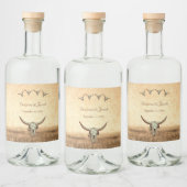 Western Rustikaler Hochzeitskuhschädel Alkoholflaschenetikett (Flaschen)