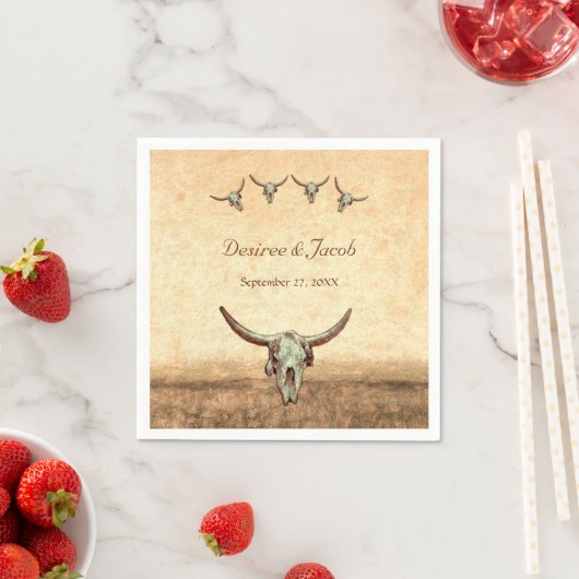 Western Rustikaler Hochzeitskuhschädel Serviette (Beispiel)