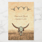 Western Rustikaler Hochzeitskuhschädel Weinetikett (Einzelnes Label)