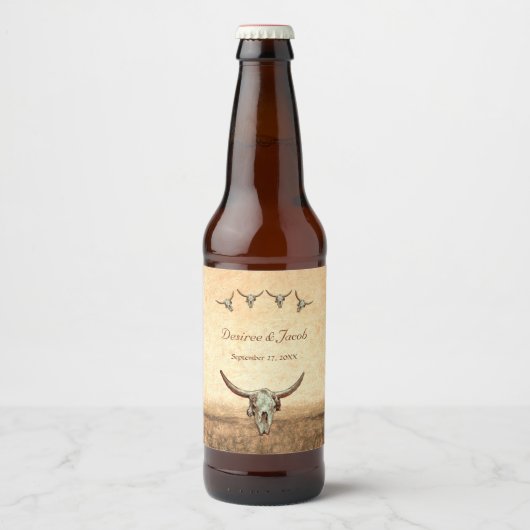 Western Rustikaler Hochzeitskulptur Bierflaschenetikett (Vorderseite)