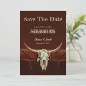Western Rustikaler Hochzeitstiefel - Schädel Save  Save The Date (Stehend Vorderseite)
