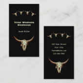 Western Rustikaler schwarzer Cowboy Bull Skull Visitenkarte (Vorne/Hinten)
