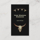 Western Rustikaler schwarzer Cowboy Bull Skull Visitenkarte (Vorderseite)