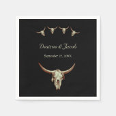 Western Rustikaler Schwarzer Hochzeitkuh Bullskull Serviette (Vorderseite)
