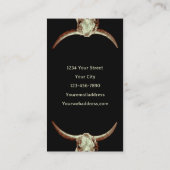 Western Rustikaler Schwarzer Tattoo Shop Bull Skul Visitenkarte (Rückseite)