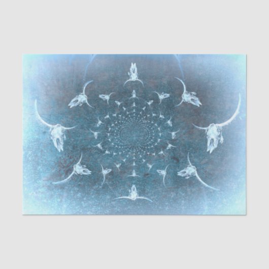 Western Rustikaler Vintager Blauer Texturbull Seidenpapier (Vorderseite)