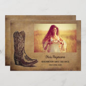 Western Rustikales Abschluss Foto Save The Date (Vorne/Hinten)