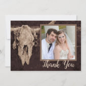 Western Rustikales Brauner Bullkugel Foto Dankeskarte (Vorderseite)