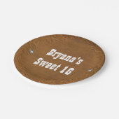 Western Rustikales braunes Leder Look & Diamonds P Pappteller (Schrägansicht)