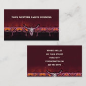 Western Rustikales Bullkuh Schädel Rosa Stammeslan Visitenkarte (Vorne/Hinten)