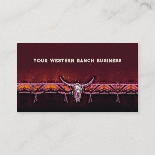 Western Rustikales Bullkuh Schädel Rosa Stammeslan Visitenkarte (Vorderseite)