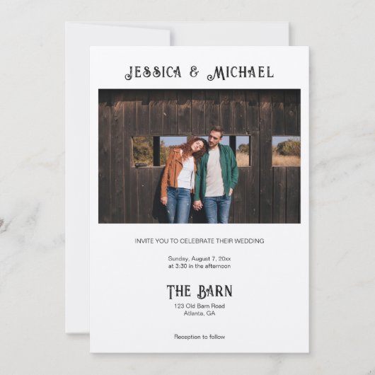 Western Rustikales Foto mit QR-Code Einladung (Vorderseite)