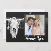 Western Rustikales Schwarz-Weiß-Bullen-Foto Dankeskarte (Vorderseite)