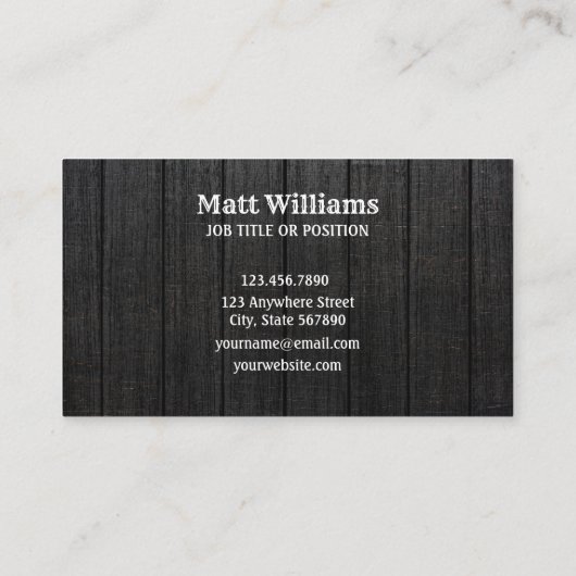 Western Rustikales Schwarzholzkörnchen Visitenkarte (Rückseite)