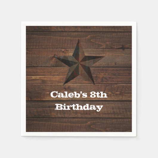 Western Rusty Star auf Holz Rustikales Party Serviette (Vorderseite)