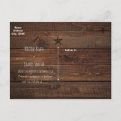 Western Rusty Star Wood Rustikal Save the Date Ankündigungspostkarte (Rückseite)