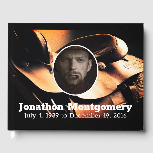 Western Saddle & Cowboy's Gebet-Gedenkmal Gästebuch (Vorderseite)