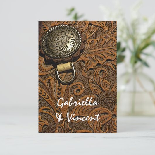 Western Saddle Ehe / Eloption Ankündigung (Stehend Vorderseite)