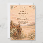 Western Saddle Wildflower Baby Shower Einladung (Vorderseite)