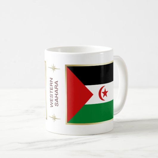 Western Sahara Flag + Karte Tasse (VorderseiteRechts)