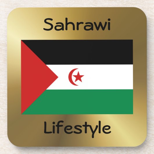 Western Sahara Flag+Text Untersetzer (Vorderseite)