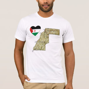 Western Sahara Flaggenherz und T - Shirt Karte